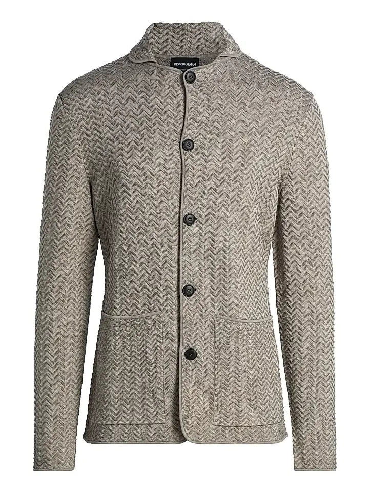 Giorgio Armani Men's Ottoman Chevron-Knit Blazer