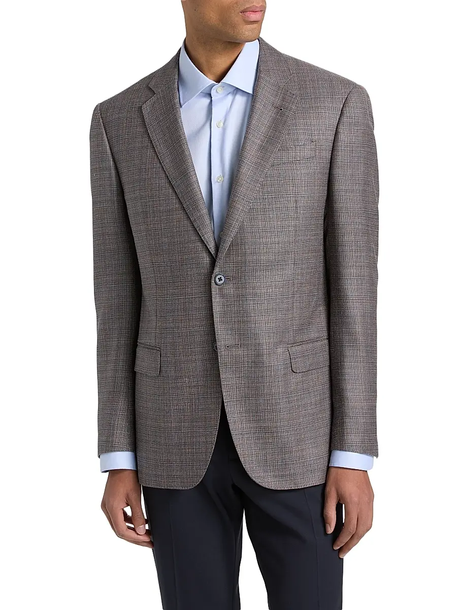 Emporio Armani Men's Woven Wool-Silk-Linen Sport Coat | Thumbnail 3 Emporio Armani Men's Woven Wool-Silk-Linen Sport Coat | Thumbnail 3