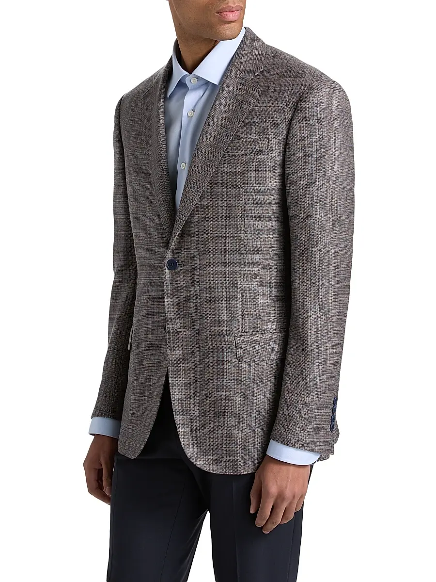 Emporio Armani Men's Woven Wool-Silk-Linen Sport Coat | Thumbnail 4 Emporio Armani Men's Woven Wool-Silk-Linen Sport Coat | Thumbnail 4
