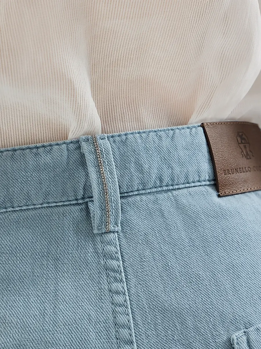 Brunello Cucinelli Women's Garment Dyed Cotton and Linen Cover Loose Jeans | Thumbnail 4 Brunello Cucinelli Women's Garment Dyed Cotton and Linen Cover Loose Jeans | Thumbnail 4