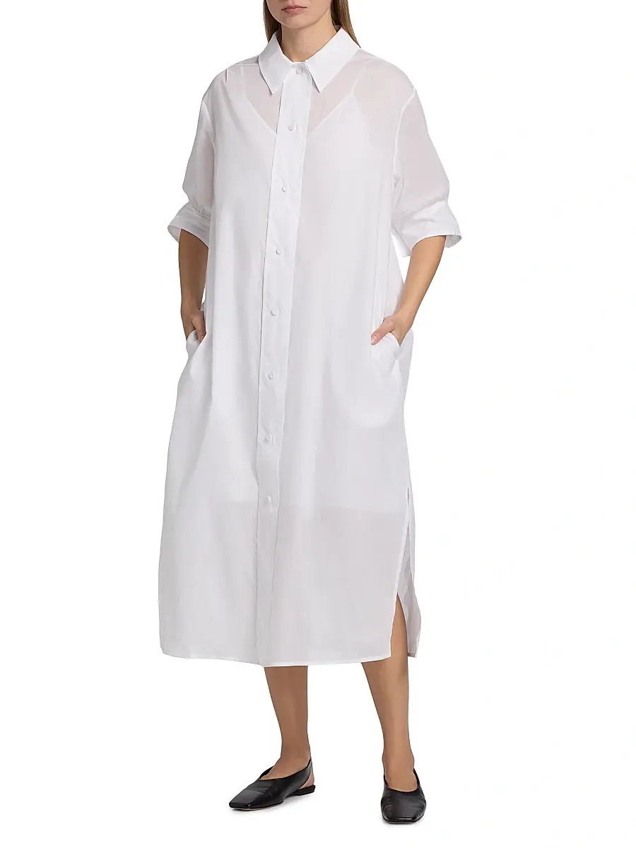 Jil Sander Women's Cotton Relaxed-Fit Midi-Shirtdress | Thumbnail 2 Jil Sander Women's Cotton Relaxed-Fit Midi-Shirtdress | Thumbnail 2