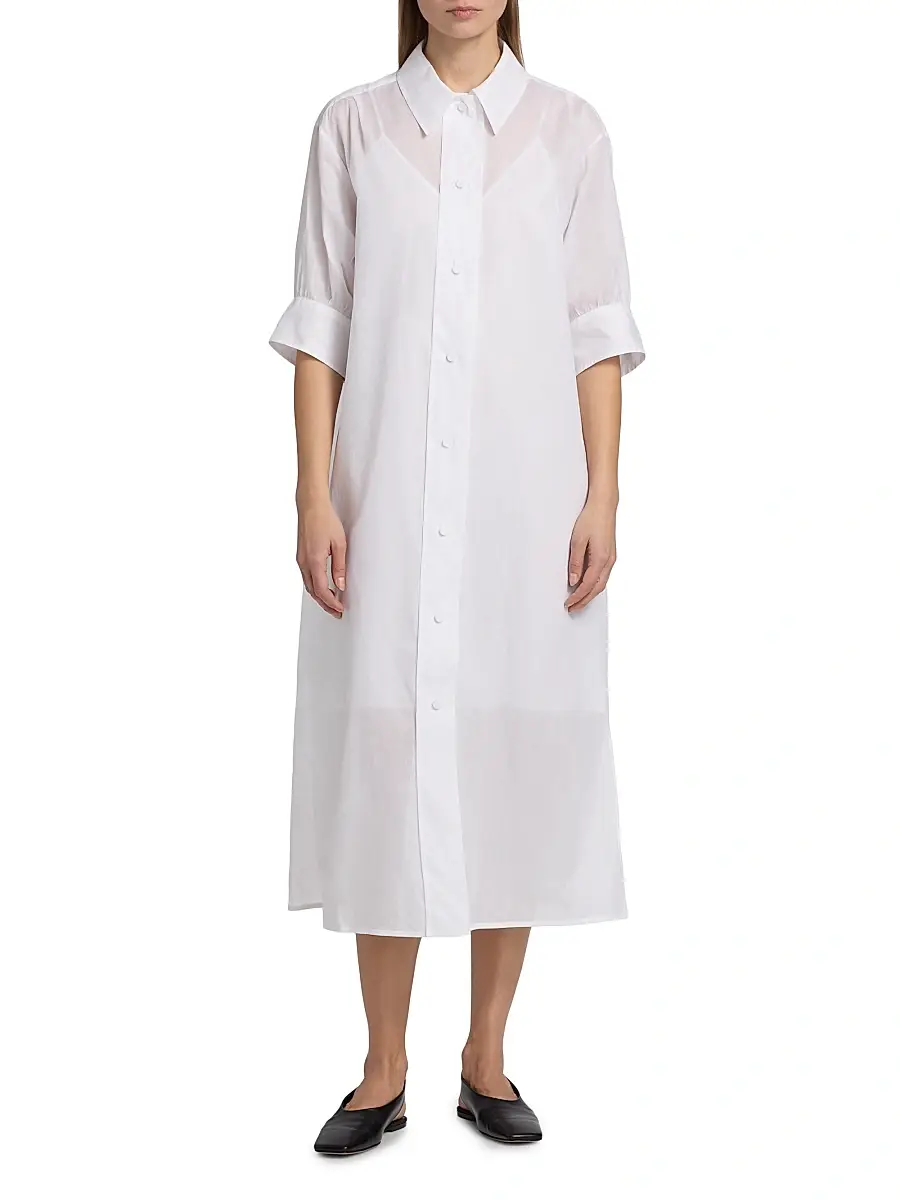 Jil Sander Women's Cotton Relaxed-Fit Midi-Shirtdress | Thumbnail 3 Jil Sander Women's Cotton Relaxed-Fit Midi-Shirtdress | Thumbnail 3