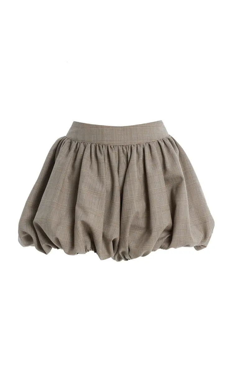 The Frankie Shop Alina Plaid Wool-Blend Bubble-Hem Shorts | Thumbnail 6