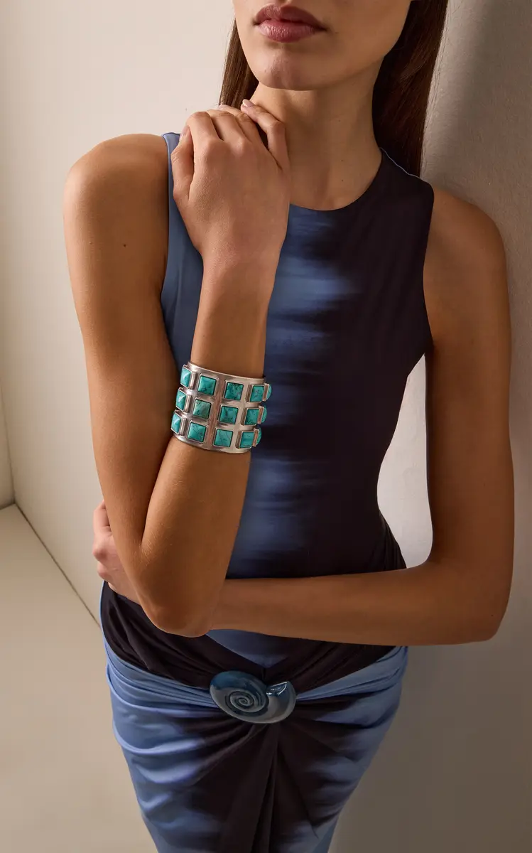 Julietta Exclusive Sabine Rhodium-Plated Magnesite Cuff | Thumbnail 2 Julietta Exclusive Sabine Rhodium-Plated Magnesite Cuff | Thumbnail 2