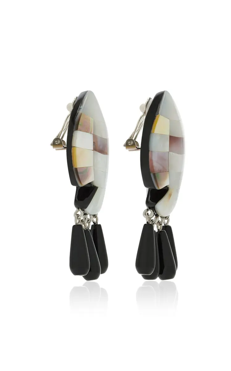 Julietta Exclusive Ondine Mother of Pearl Onyx And Resing Earrings | Thumbnail 3