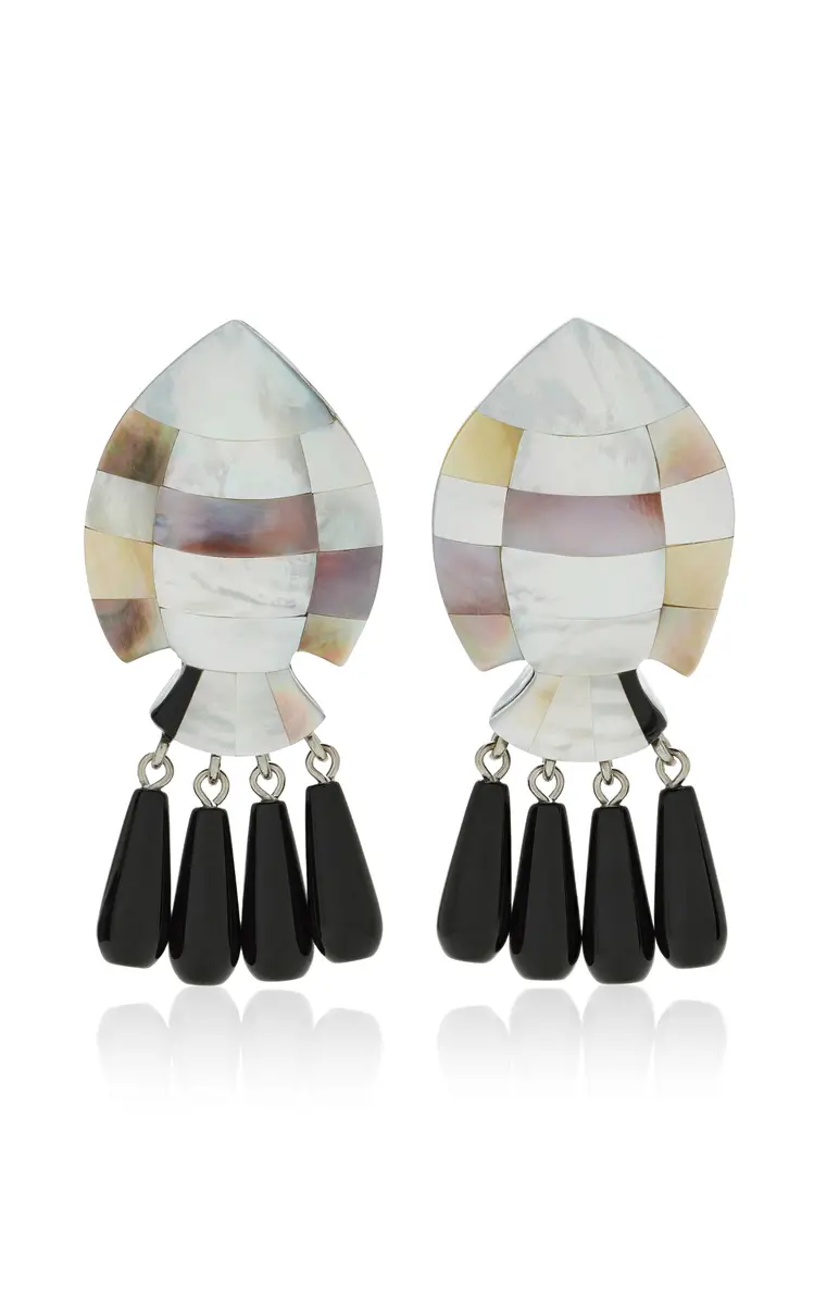 Julietta Exclusive Ondine Mother of Pearl Onyx And Resing Earrings | Thumbnail 4
