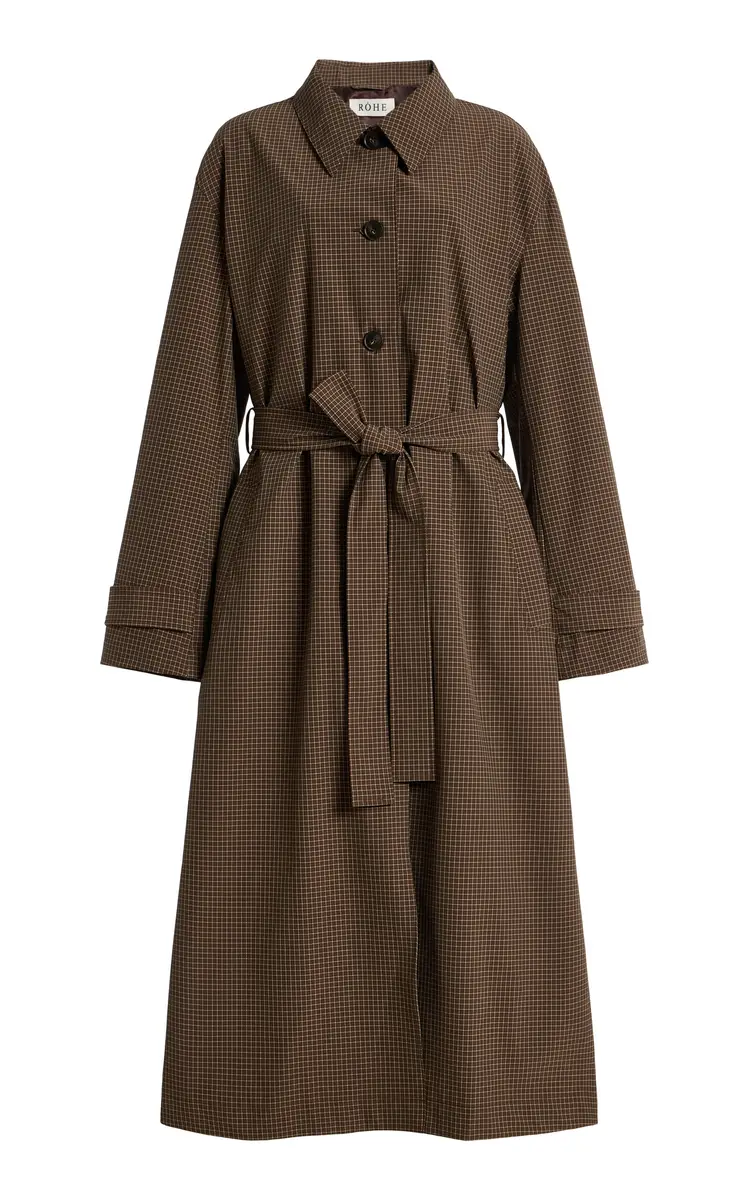 Róhe Technical Check Belted Coat | Image 1 Róhe Technical Check Belted Coat | Image 1