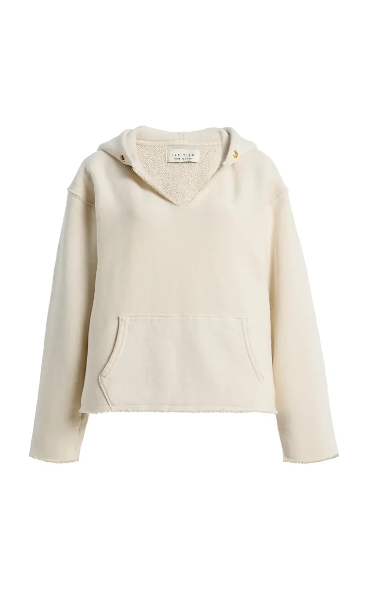Les Tien Rachel Raw-Edge Cotton Cropped Hoodie | Thumbnail 6 Les Tien Rachel Raw-Edge Cotton Cropped Hoodie | Thumbnail 6