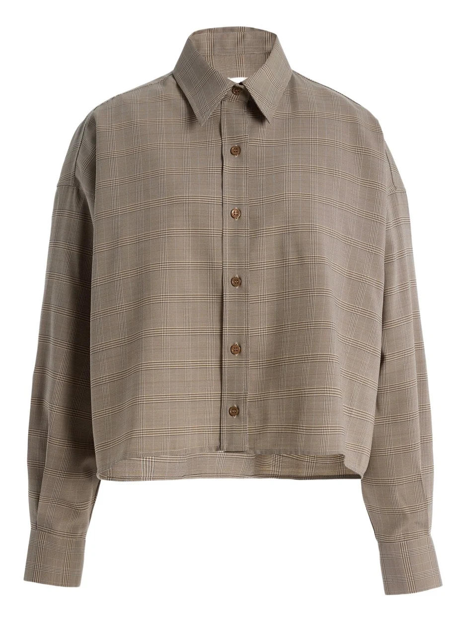 The Frankie Shop Arlen Plaid Wool-Blend Boxy Shirt