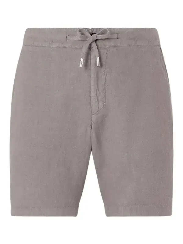 Straight-Leg Garment-Dyed Linen Drawstring Bermuda Shorts - Men