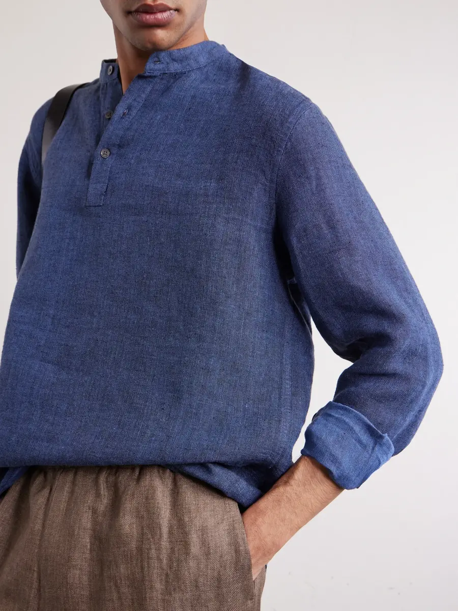 MR P. Herringbone Linen Shirt - Men | Thumbnail 5 MR P. Herringbone Linen Shirt - Men | Thumbnail 5