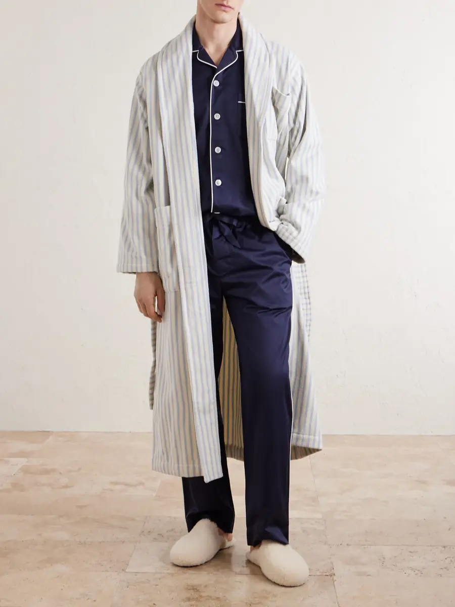 Tekla Belted Striped Organic Cotton-Terry Robe - Men | Thumbnail 2 Tekla Belted Striped Organic Cotton-Terry Robe - Men | Thumbnail 2