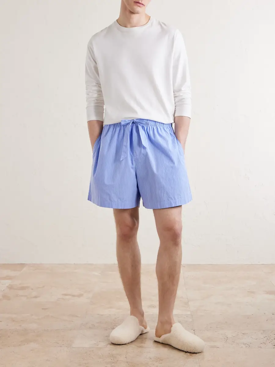 Tekla Straight-Leg Striped Organic Cotton-Poplin Shorts - Men | Thumbnail 2 Tekla Straight-Leg Striped Organic Cotton-Poplin Shorts - Men | Thumbnail 2