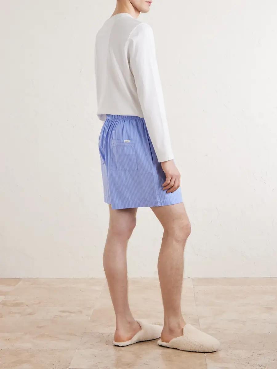 Tekla Straight-Leg Striped Organic Cotton-Poplin Shorts - Men | Thumbnail 4 Tekla Straight-Leg Striped Organic Cotton-Poplin Shorts - Men | Thumbnail 4