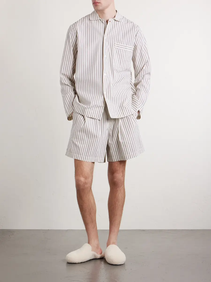 Tekla Straight-Leg Striped Organic Cotton-Poplin Shorts - Men | Thumbnail 2 Tekla Straight-Leg Striped Organic Cotton-Poplin Shorts - Men | Thumbnail 2