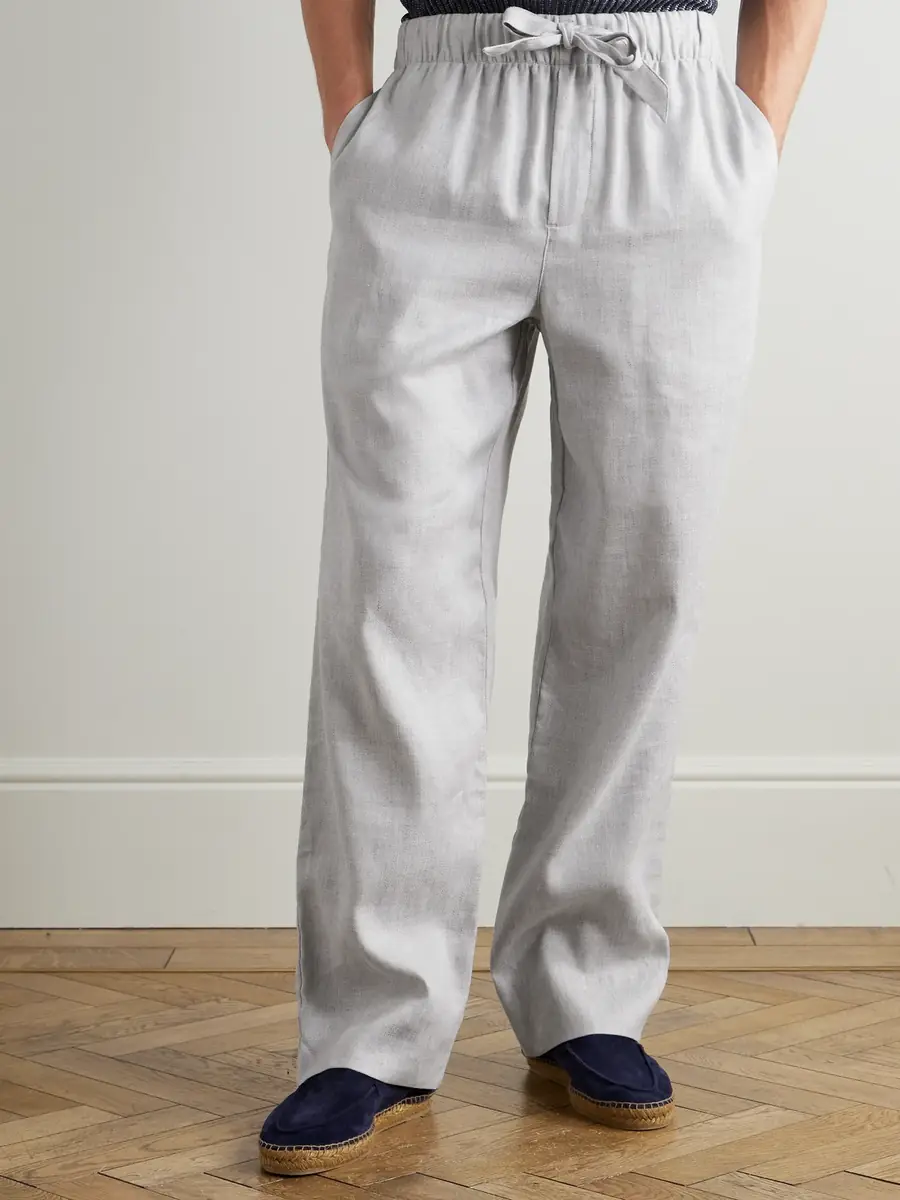 Frescobol Carioca Luan Straight-Leg Linen and Cotton-Blend Drawstring Trousers - Men | Thumbnail 3