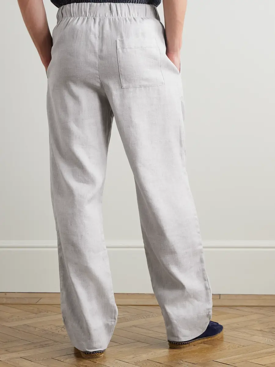 Frescobol Carioca Luan Straight-Leg Linen and Cotton-Blend Drawstring Trousers - Men | Thumbnail 4