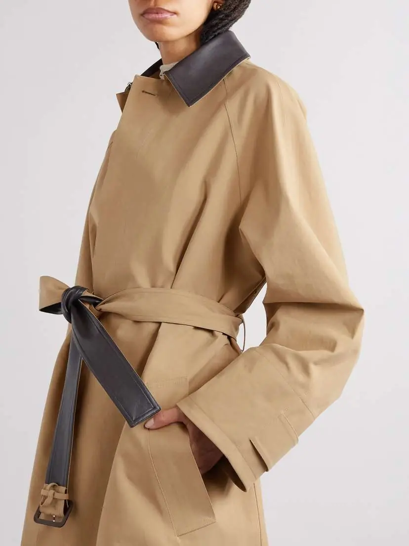 Bottega Veneta Belted Leather-trimmed Cotton-garbardine Trench Coat | Thumbnail 5