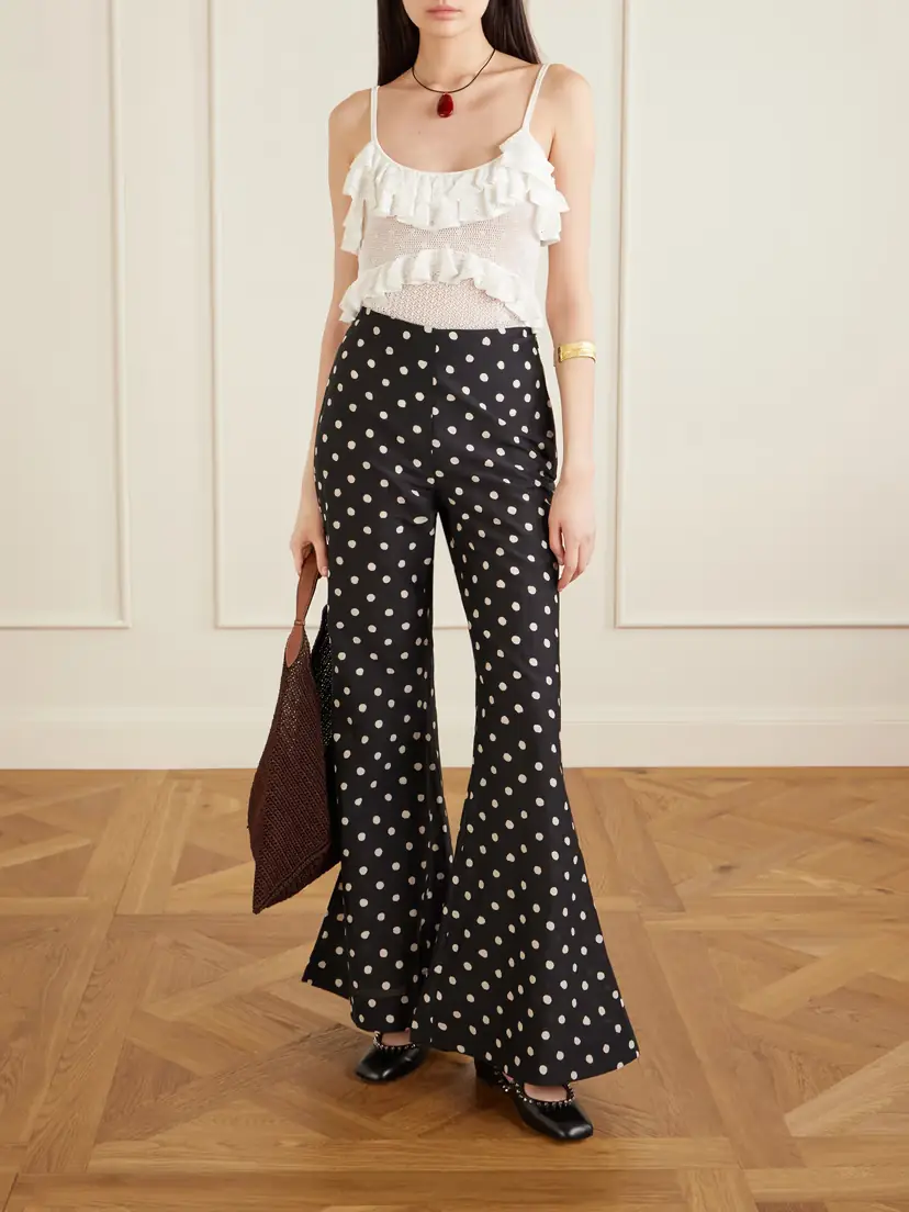 ALIX OF BOHEMIA Farah Polka-dot Cotton And Silk-blend Flared Pants | Thumbnail 2 ALIX OF BOHEMIA Farah Polka-dot Cotton And Silk-blend Flared Pants | Thumbnail 2