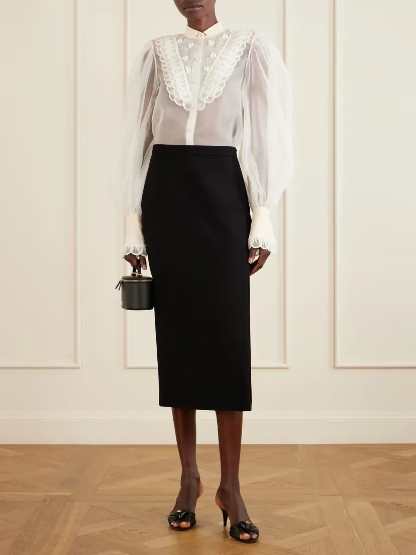 Valentino Garavani Virgin Wool-crepe Midi Skirt | Thumbnail 2 Valentino Garavani Virgin Wool-crepe Midi Skirt | Thumbnail 2