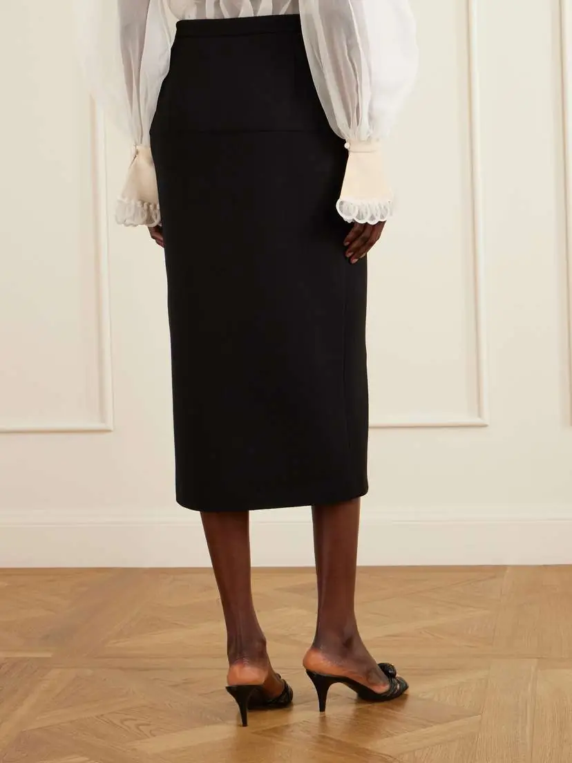 Valentino Garavani Virgin Wool-crepe Midi Skirt | Thumbnail 3 Valentino Garavani Virgin Wool-crepe Midi Skirt | Thumbnail 3