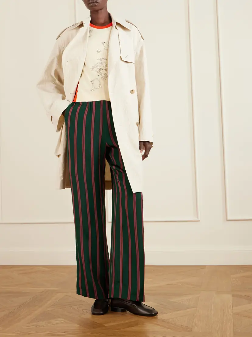 Dries Van Noten Double-breasted Belted Striped Cotton-blend Trench Coat | Thumbnail 2