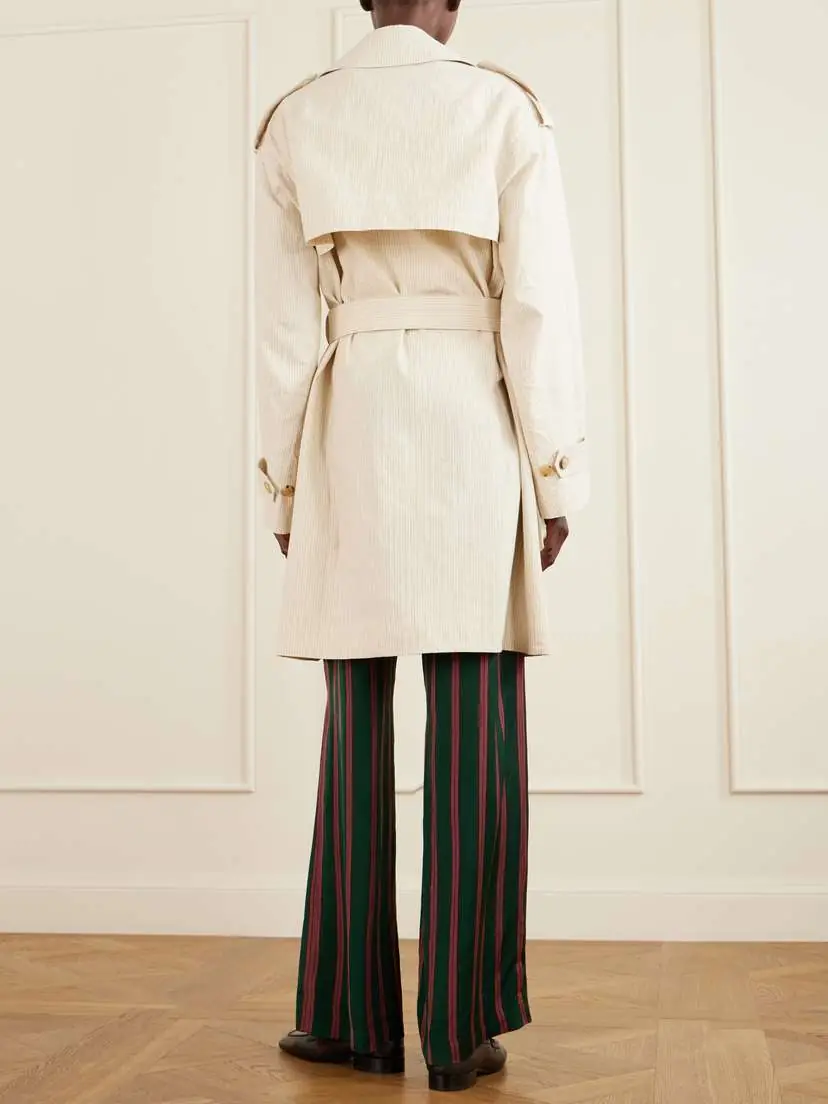 Dries Van Noten Double-breasted Belted Striped Cotton-blend Trench Coat | Thumbnail 4