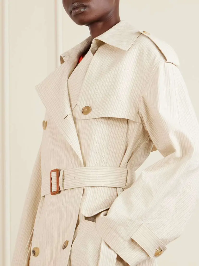 Dries Van Noten Double-breasted Belted Striped Cotton-blend Trench Coat | Thumbnail 5