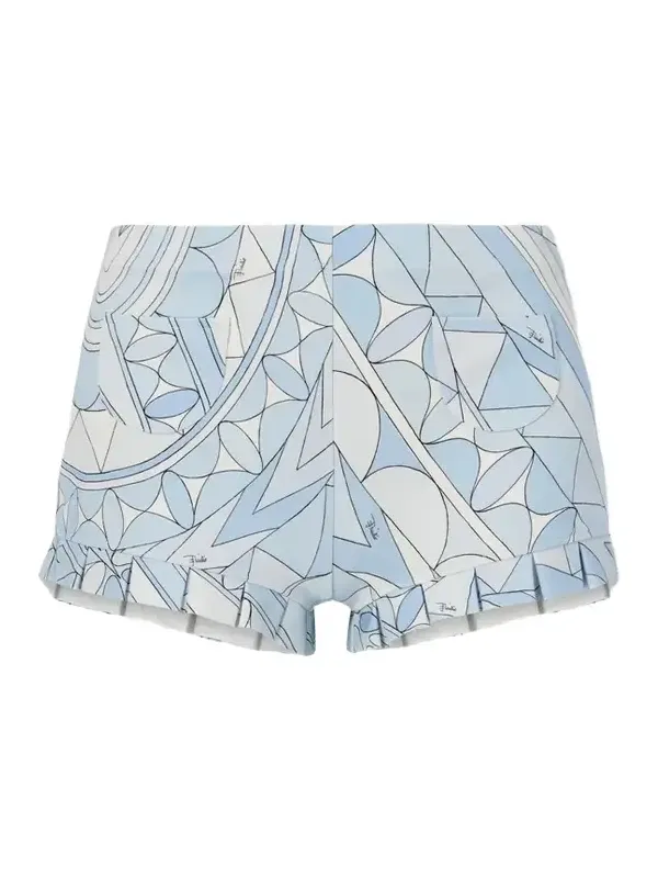 Pleated Printed Cotton-jersey Shorts