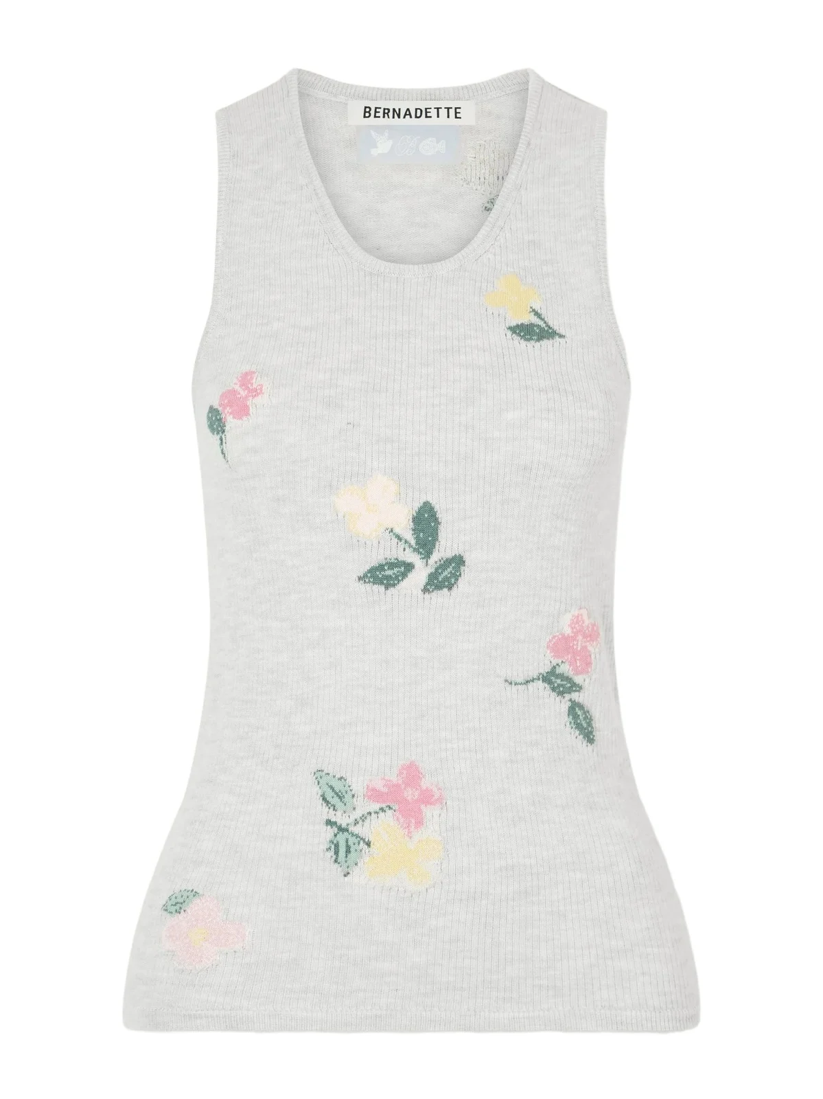 BERNADETTE Clementine Floral-jacquard Ribbed Cotton Tank Top