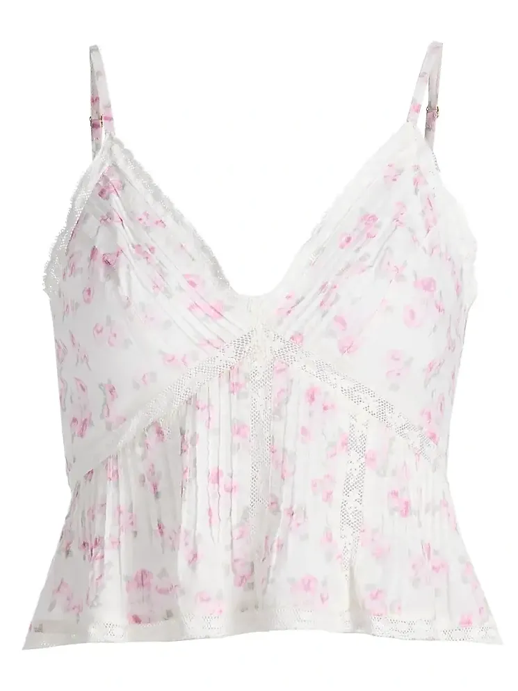 LoveShackFancy Women's Elsette Floral Cotton Camisole Top