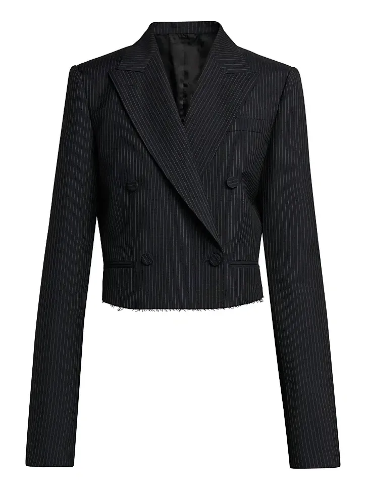 Women's Pinstriped Wool-Mohair Crop Blazer Women's Pinstriped Wool-Mohair Crop Blazer