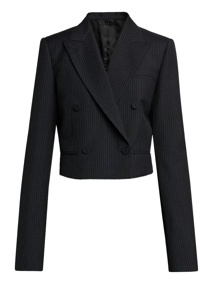 Alexander McQueen Women's Pinstriped Wool-Mohair Crop Blazer