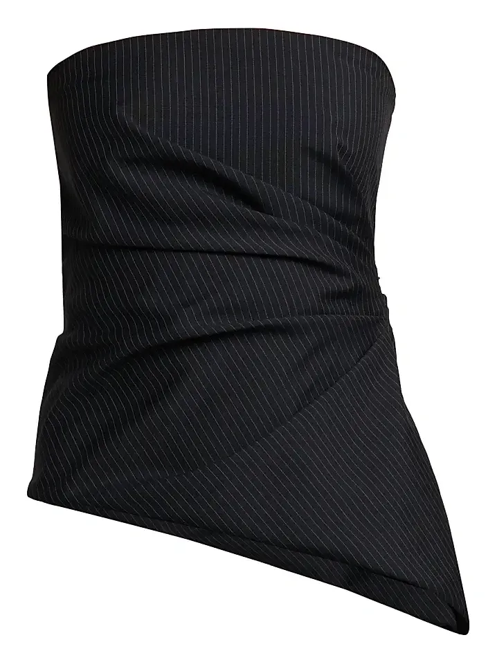 Women's Pinstriped Wool-Mohair Sculpted Top