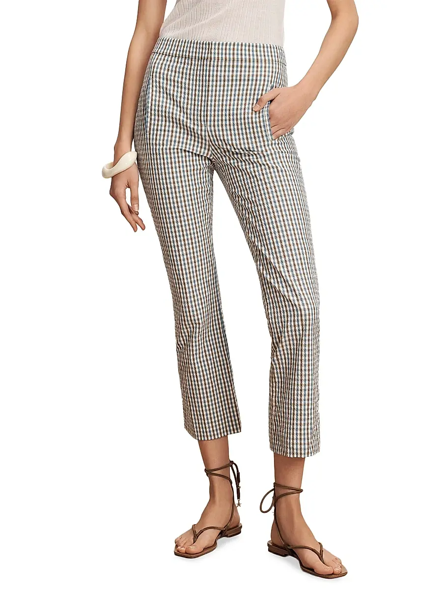 Veronica Beard Women's Arte Gingham Slim-Fit Pants | Thumbnail 3