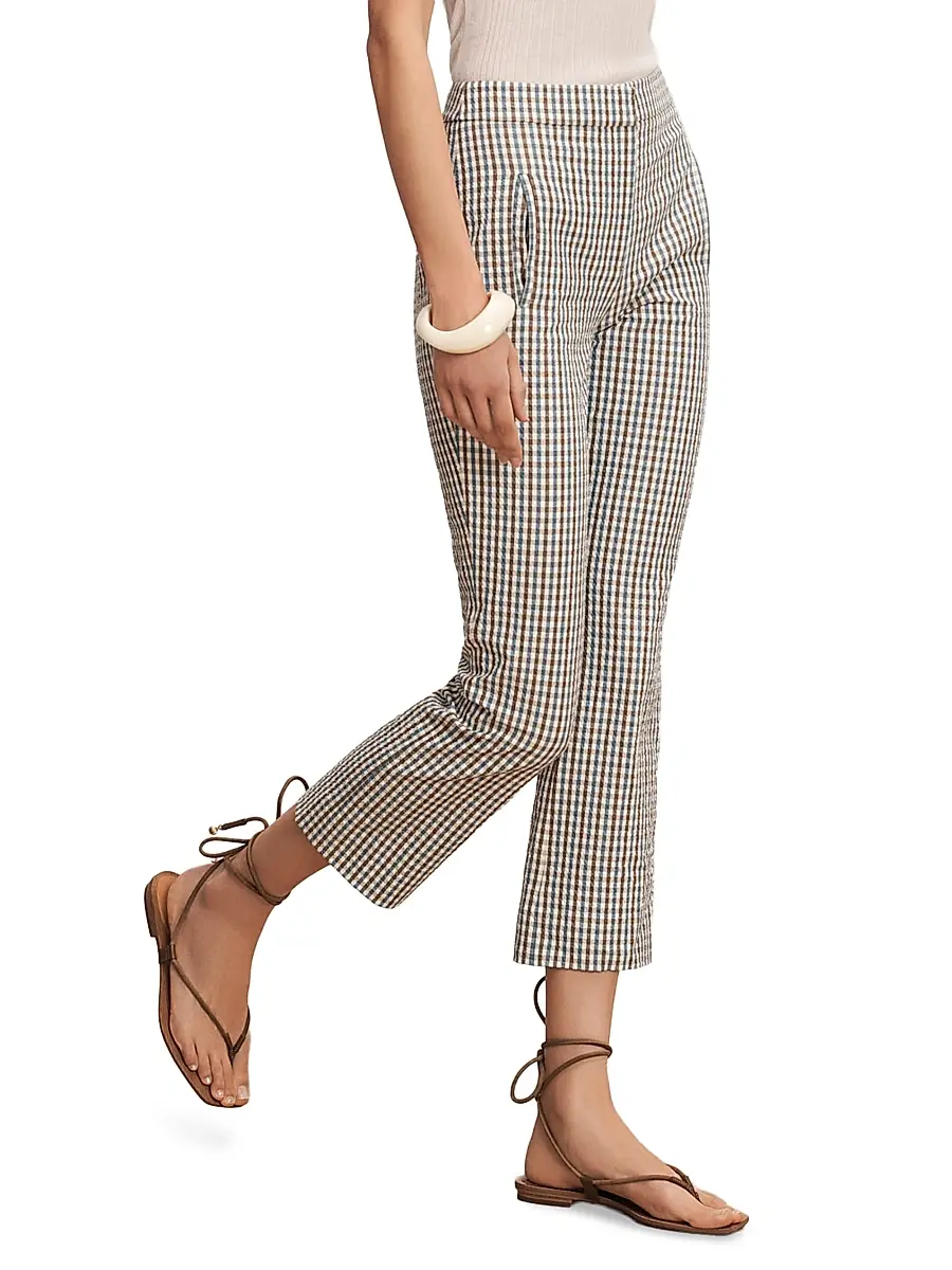 Veronica Beard Women's Arte Gingham Slim-Fit Pants | Thumbnail 4