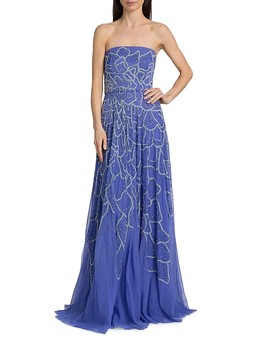 THEIA Women's Ramona Strapless Ombré Beaded Gown | Thumbnail 2 THEIA Women's Ramona Strapless Ombré Beaded Gown | Thumbnail 2