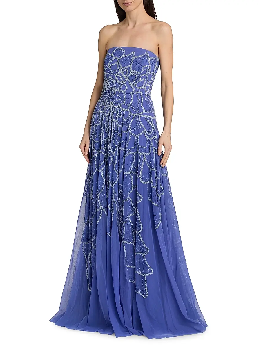 THEIA Women's Ramona Strapless Ombré Beaded Gown | Thumbnail 3 THEIA Women's Ramona Strapless Ombré Beaded Gown | Thumbnail 3