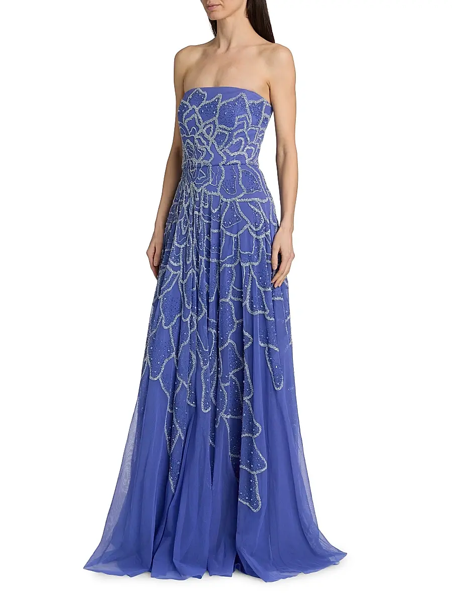 THEIA Women's Ramona Strapless Ombré Beaded Gown | Thumbnail 4 THEIA Women's Ramona Strapless Ombré Beaded Gown | Thumbnail 4
