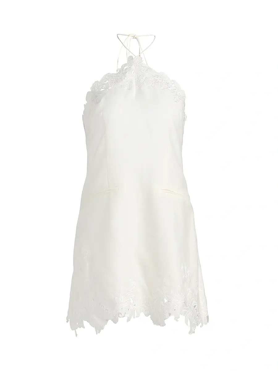Amur Women's Lanie Lace-Trimmed Linen-Silk Minidress
