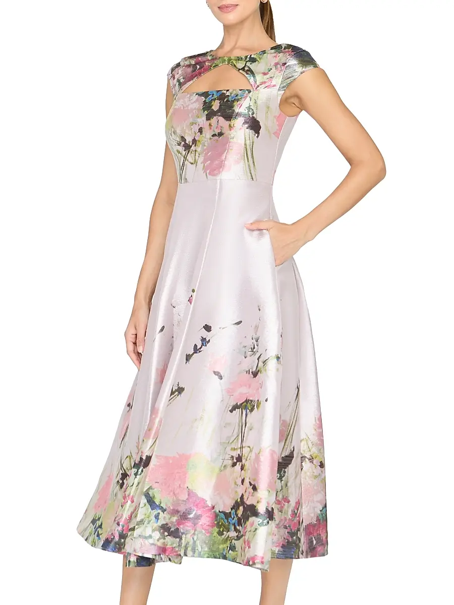 Kay Unger Women's Augusta Blossom Tea-Length Cocktail Dress | Thumbnail 3