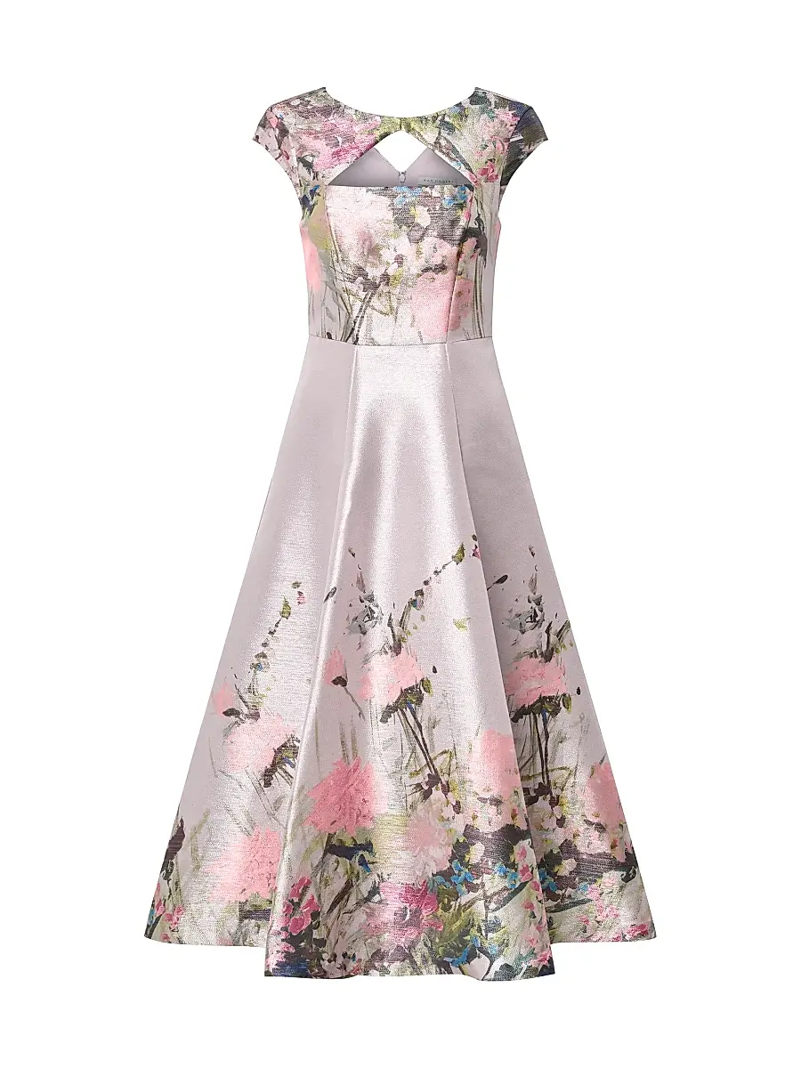 Kay Unger Women's Augusta Blossom Tea-Length Cocktail Dress - Lilac Mist Multi | Image 1 Kay Unger Women's Augusta Blossom Tea-Length Cocktail Dress - Lilac Mist Multi | Image 1