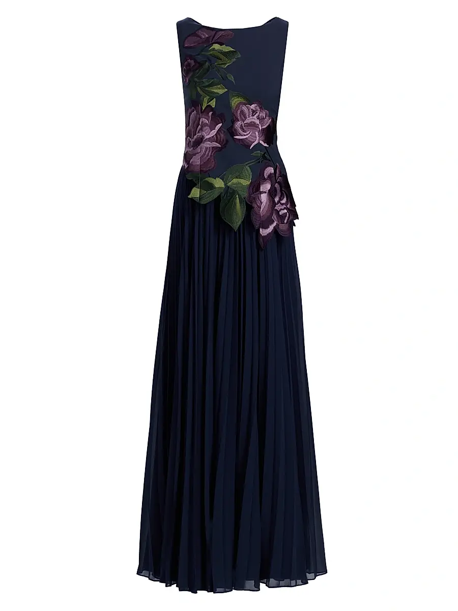 Kay Unger Women's Jayla Stretch Crepe A-Line Gown - Dark Twilight | Image 1 Kay Unger Women's Jayla Stretch Crepe A-Line Gown - Dark Twilight | Image 1