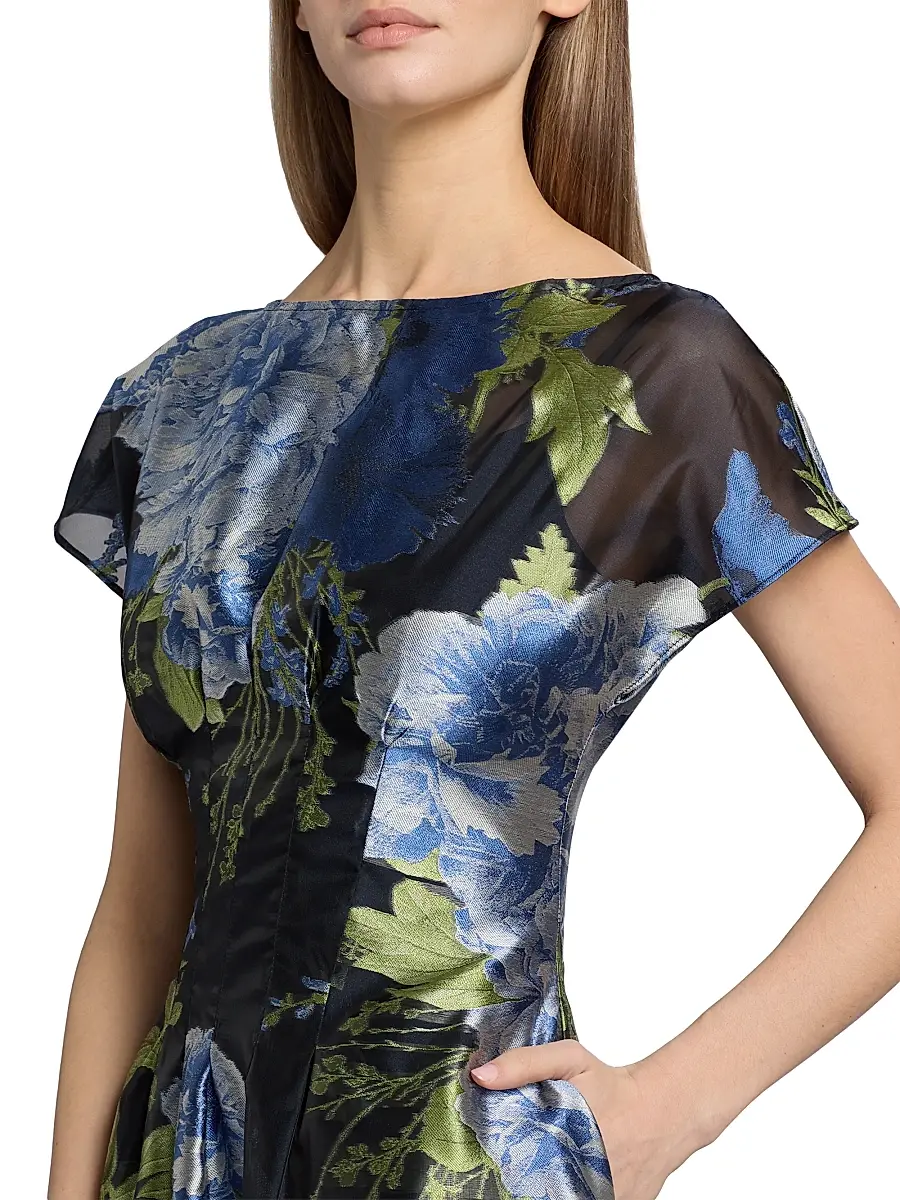 Kay Unger Women's Florene Tea-Length Cocktail Dress | Thumbnail 6