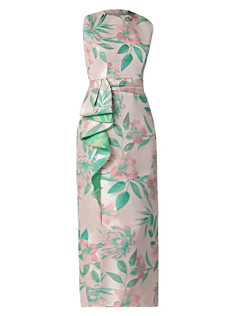 Shoshanna Women's Silvia Floral Cocktail Dress - Blush Kelly Green | Image 1 Shoshanna Women's Silvia Floral Cocktail Dress - Blush Kelly Green | Image 1