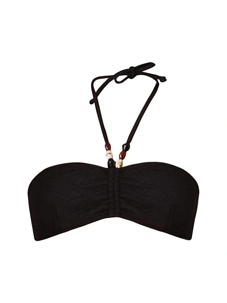 Shoshanna Women's Cinched Tieneck Bikini Top - Jet | Image 1 Shoshanna Women's Cinched Tieneck Bikini Top - Jet | Image 1