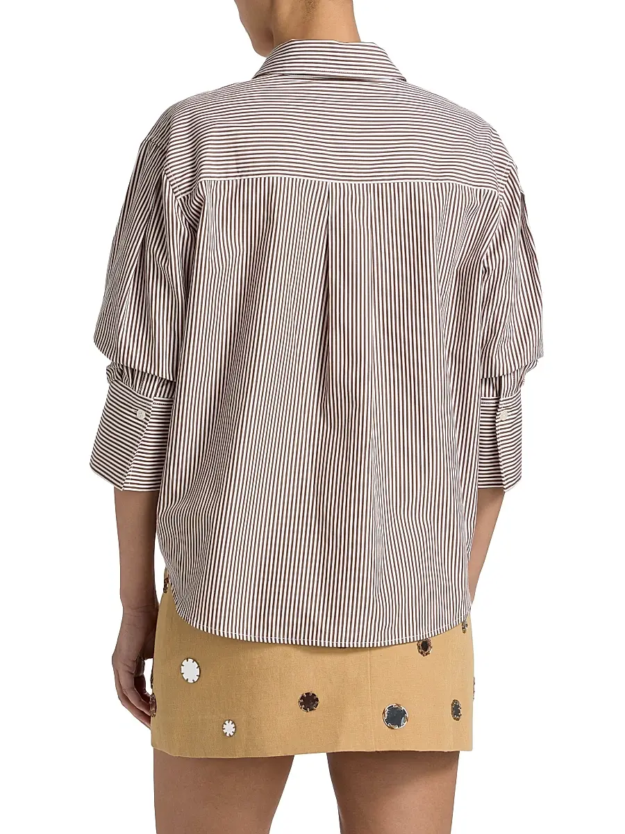 TANYA TAYLOR Women's Emmy Striped Cotton Puff-Sleeve Shirt | Thumbnail 5 TANYA TAYLOR Women's Emmy Striped Cotton Puff-Sleeve Shirt | Thumbnail 5