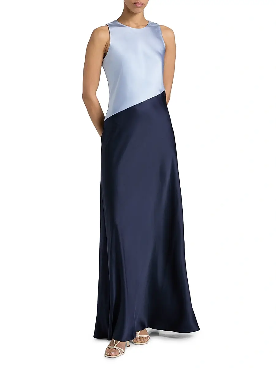 TANYA TAYLOR Women's Dasha Colorblocked Satin Maxi Dress | Thumbnail 3 TANYA TAYLOR Women's Dasha Colorblocked Satin Maxi Dress | Thumbnail 3