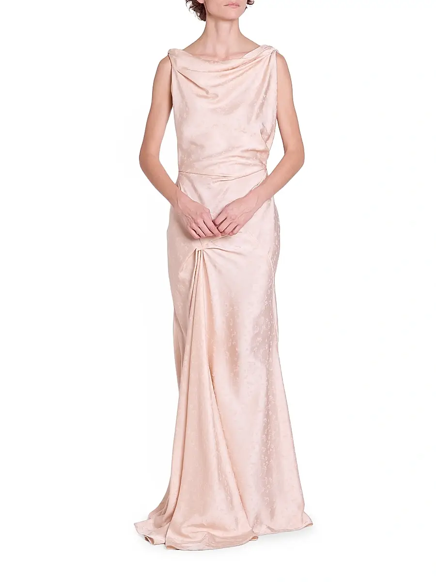 Victoria Beckham Women's Textured Satin Asymmetric Drape Gown | Thumbnail 2 Victoria Beckham Women's Textured Satin Asymmetric Drape Gown | Thumbnail 2