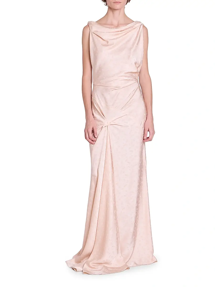 Victoria Beckham Women's Textured Satin Asymmetric Drape Gown | Thumbnail 3 Victoria Beckham Women's Textured Satin Asymmetric Drape Gown | Thumbnail 3